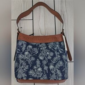 beautiful denim floral handbag NWT